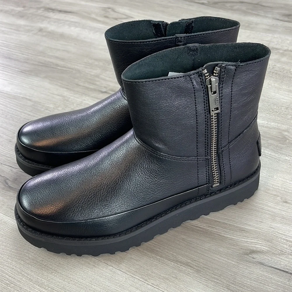 🌿UGG🌿 W DECONSTRUCTED MINI ZIP BLACK BOOTS - Picture 13 of 15